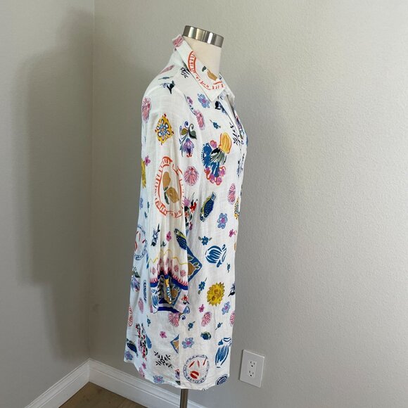 Label Of Love Womens Medium Button Up Floral Shirt Dress Linen Blend - Picture 3 of 13